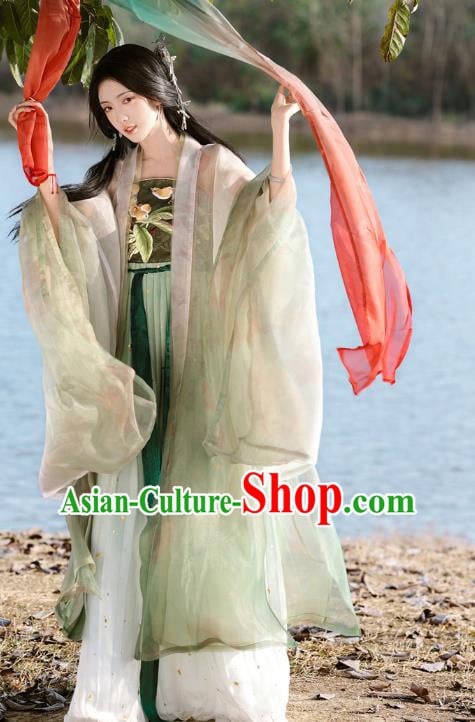 Traditional Woman Hanfu China Ancient Royal Princess Green Dresses Tang Dynasty Embroidered Costumes Traditional Woman Hanfu China Ancient Royal Princess Green Dresses Tang Dynasty Embroidered Costumes
