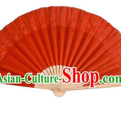 China Dance Contest Red Ribbon Fan Classical Dance Silk Fan Handmade Dancing Fan