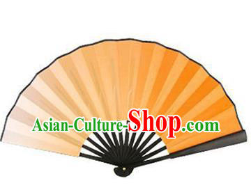 China Handmade Paper Fan Dance Contest Fan Classical Dance Light Orange Folding Fan China Handmade Paper Fan Dance Contest Fan Classical Dance Light Orange Folding Fan