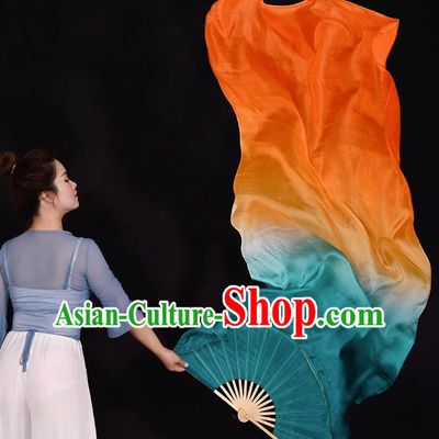 China Classical Dance Folding Fan Handmade Pure Silk Fan Dance Contest Long Ribbon Fan