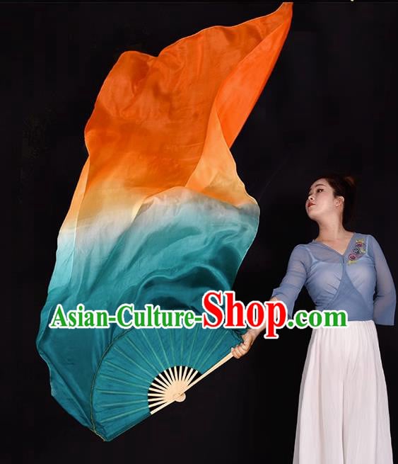 China Classical Dance Folding Fan Handmade Pure Silk Fan Dance Contest Long Ribbon Fan China Classical Dance Folding Fan Handmade Pure Silk Fan Dance Contest Long Ribbon Fan