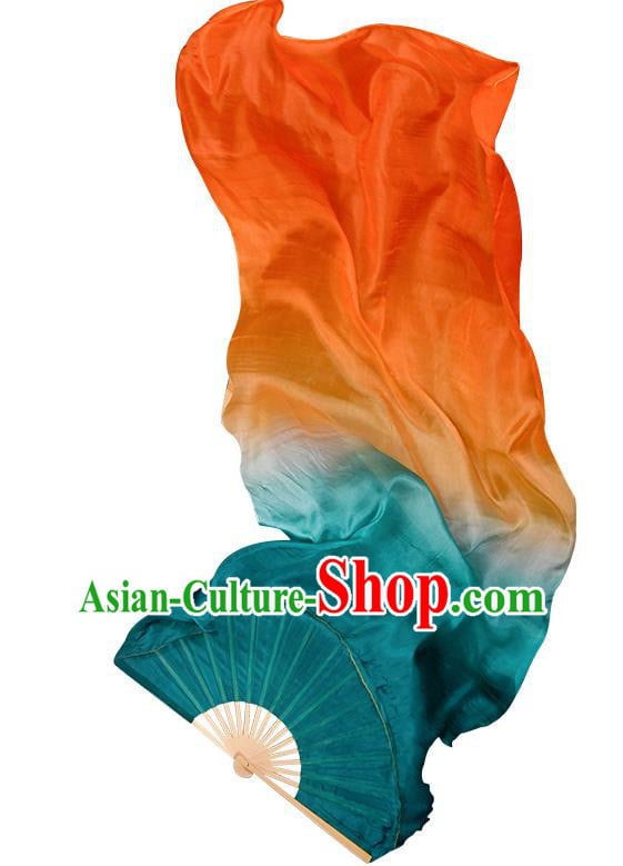 China Classical Dance Folding Fan Handmade Pure Silk Fan Dance Contest Long Ribbon Fan China Classical Dance Folding Fan Handmade Pure Silk Fan Dance Contest Long Ribbon Fan
