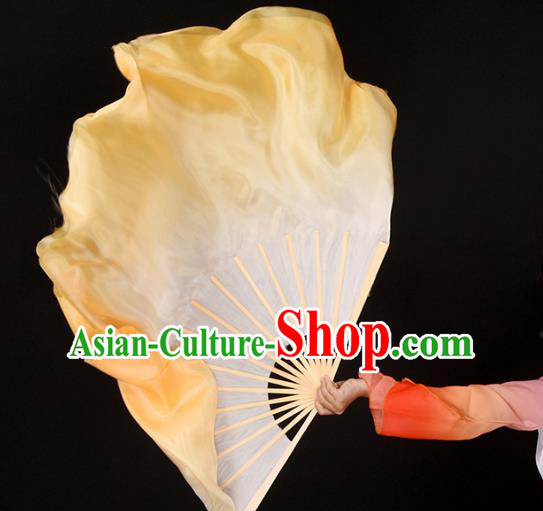 China Yangko Dance Ribbon Fan Classical Dance Folding Fan Handmade Light Orange Pure Silk Fan China Yangko Dance Ribbon Fan Classical Dance Folding Fan Handmade Light Orange Pure Silk Fan