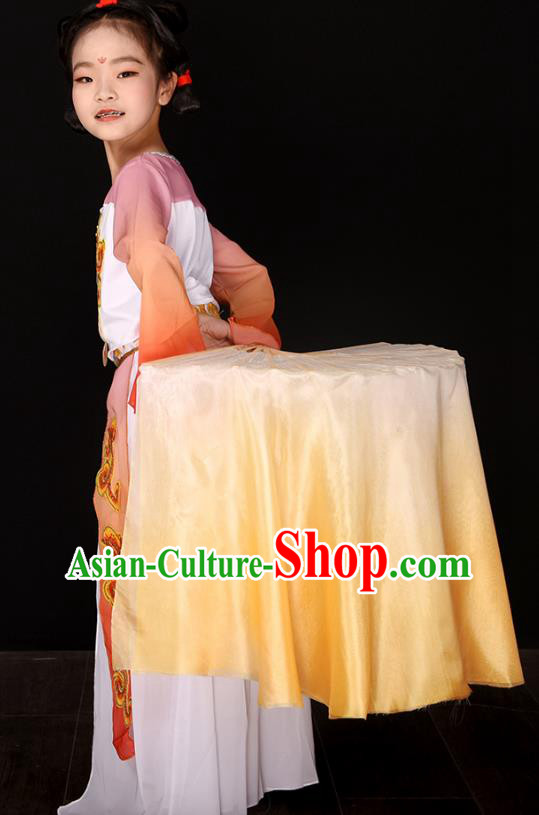 China Yangko Dance Ribbon Fan Classical Dance Folding Fan Handmade Light Orange Pure Silk Fan China Yangko Dance Ribbon Fan Classical Dance Folding Fan Handmade Light Orange Pure Silk Fan