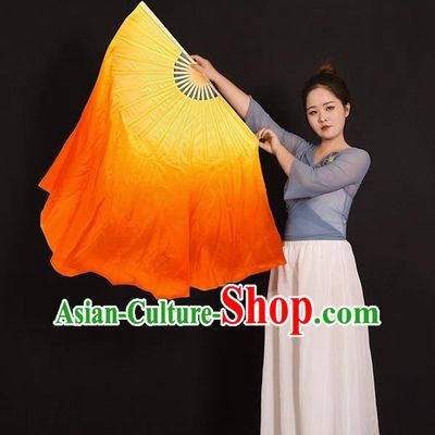 China Classical Dance Folding Fan Women Group Dancing Fan Handmade Yangko Dance Pure Silk Fan