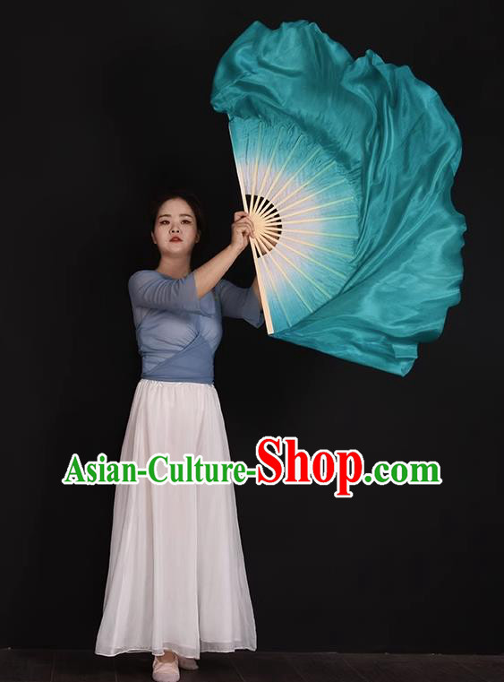 China Handmade Mint Green Ribbon Fan Classical Dance Fan Jiaozhou Yangko Dance Silk Fan China Handmade Mint Green Ribbon Fan Classical Dance Fan Jiaozhou Yangko Dance Silk Fan
