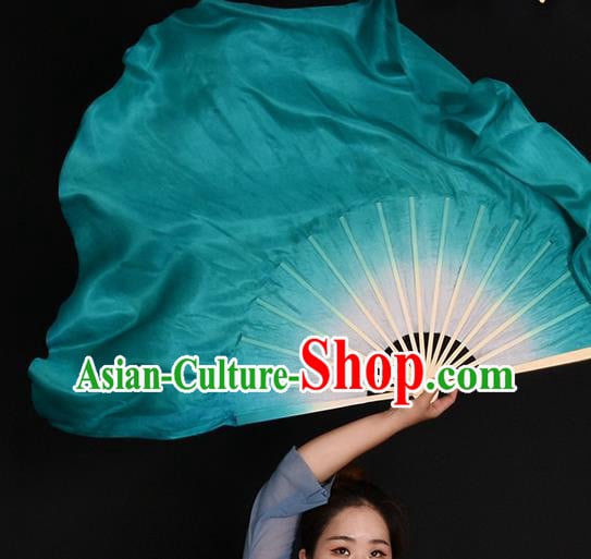 China Handmade Mint Green Ribbon Fan Classical Dance Fan Jiaozhou Yangko Dance Silk Fan China Handmade Mint Green Ribbon Fan Classical Dance Fan Jiaozhou Yangko Dance Silk Fan