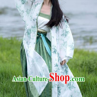 China Woman Hanfu Song Dynasty Young Lady Clothing Ancient Civilian Female Printing Bamboo Costumes