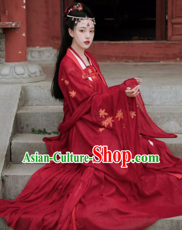 China Traditional Wedding Hanfu Tang Dynasty Young Lady Clothing Ancient Bride Red Costumes China Traditional Wedding Hanfu Tang Dynasty Young Lady Clothing Ancient Bride Red Costumes