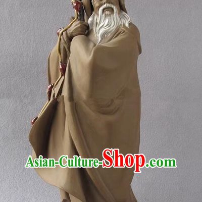 Chinese Shi Wan Ceramics Su Wu Feeding Sheep Handmade Historic Figure Statue