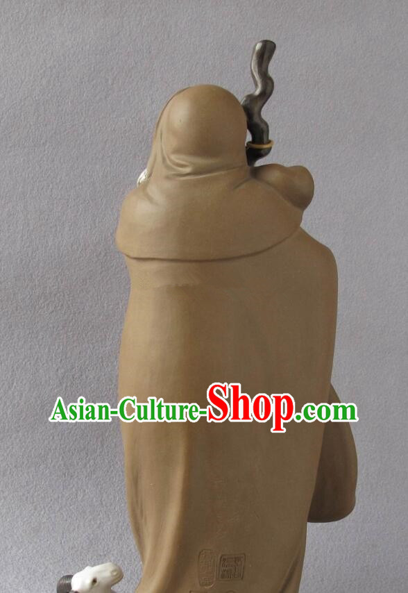 Chinese Shi Wan Ceramics Su Wu Feeding Sheep Handmade Historic Figure Statue Chinese Shi Wan Ceramics Su Wu Feeding Sheep Handmade Historic Figure Statue
