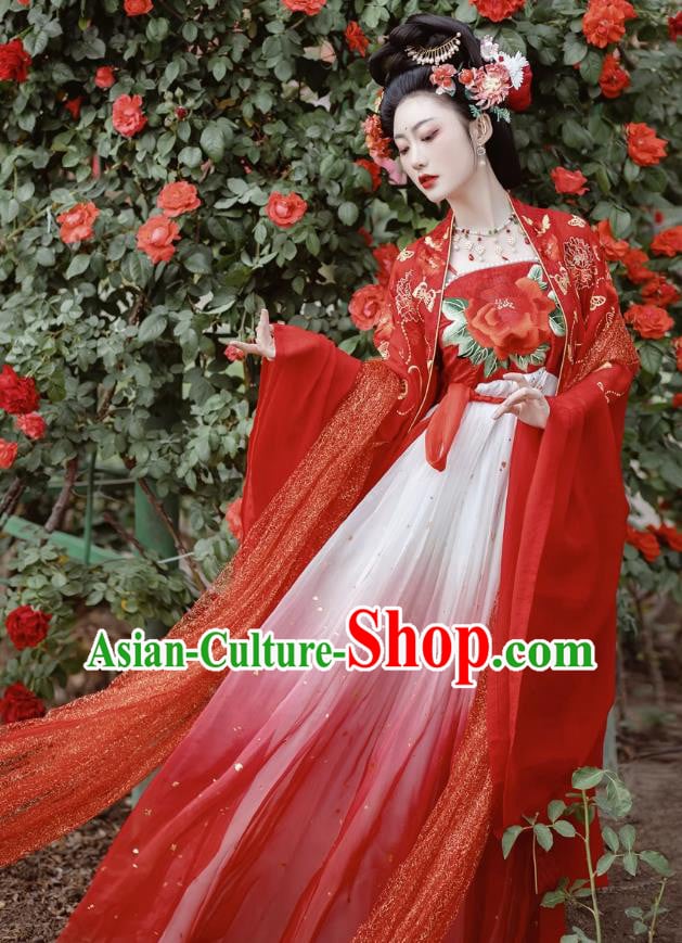 China Tang Dynasty Court Empress Costumes Ancient Goddess Red Dress Clothing China Tang Dynasty Court Empress Costumes Ancient Goddess Red Dress Clothing