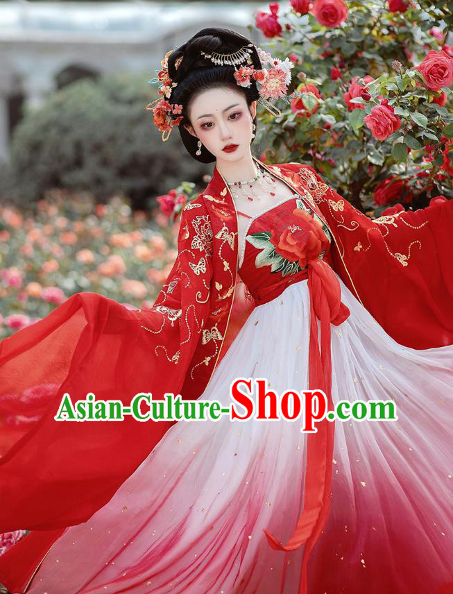 China Tang Dynasty Court Empress Costumes Ancient Goddess Red Dress Clothing China Tang Dynasty Court Empress Costumes Ancient Goddess Red Dress Clothing