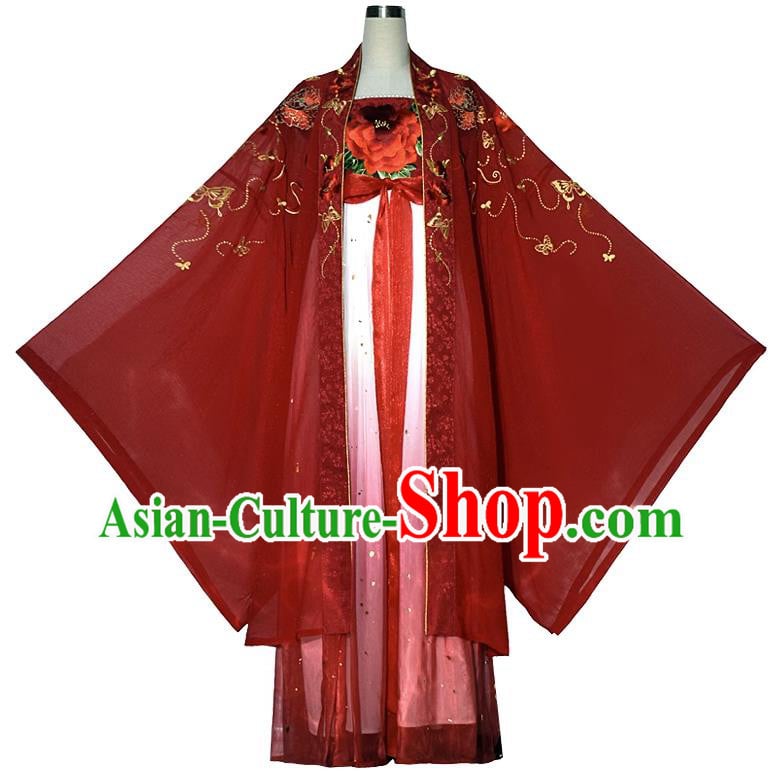 China Tang Dynasty Court Empress Costumes Ancient Goddess Red Dress Clothing China Tang Dynasty Court Empress Costumes Ancient Goddess Red Dress Clothing