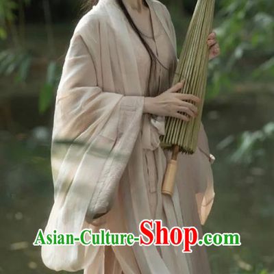 China Jin Dynasty Young Lady Clothing Ancient Noble Princess Costumes Woman Apricot Hanfu Dress