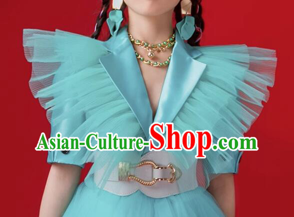 Top Children Catwalks Clothing Model Contest Blue Suit Modern Dance Costume Top Children Catwalks Clothing Model Contest Blue Suit Modern Dance Costume