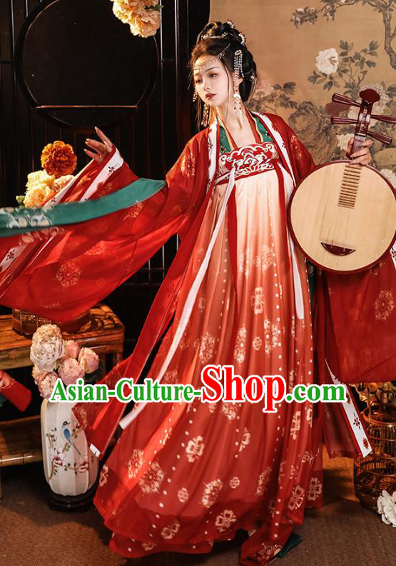 China Traditional Red Ruqun Hanfu Dress Tang Dynasty Empress Clothing Ancient Palace Woman Costumes China Traditional Red Ruqun Hanfu Dress Tang Dynasty Empress Clothing Ancient Palace Woman Costumes