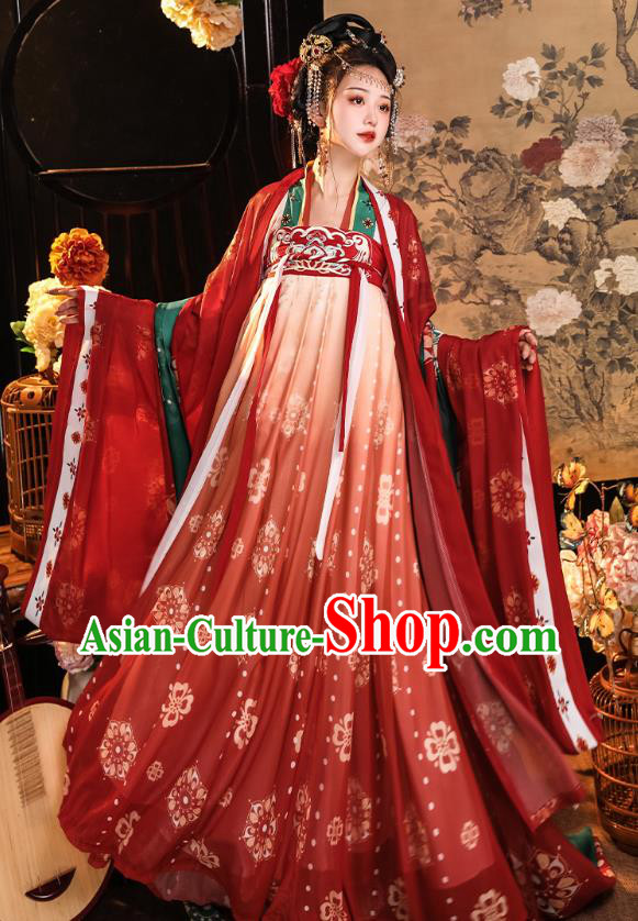 China Traditional Red Ruqun Hanfu Dress Tang Dynasty Empress Clothing Ancient Palace Woman Costumes China Traditional Red Ruqun Hanfu Dress Tang Dynasty Empress Clothing Ancient Palace Woman Costumes