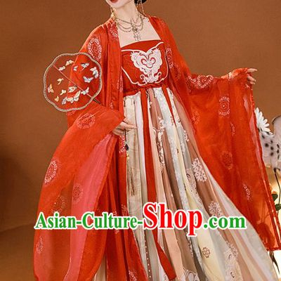 China Traditional Embroidered Hanfu Dresses Tang Dynasty Imperial Consort Clothing Ancient Palace Woman Garments Costumes Complete Set