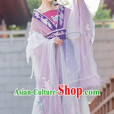 Traditional Woman Hanfu Dress China Jin Dynasty Princess Costumes Ancient Goddess Purple Clothing