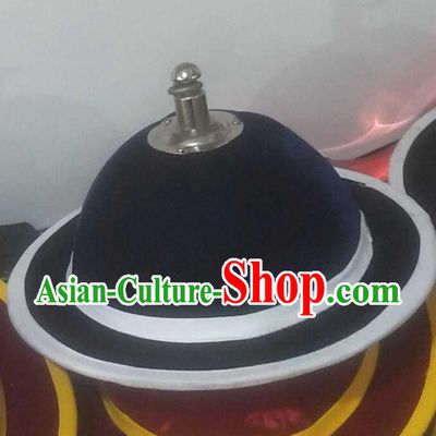 Korea Traditional Dance Sangmo Dark Blue Hat Korean Folk Dance Headwear Stage Performance Headdress