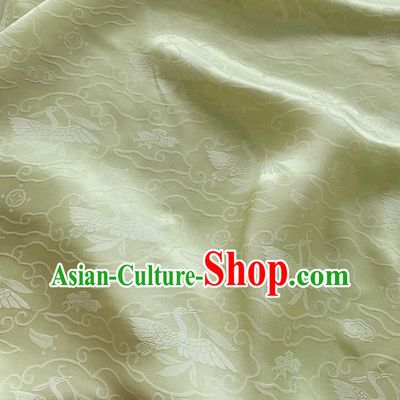Pea Green China Cheongsam Cloth Traditional Design Mulberry Silk Jacquard Satin Fabric Classical Wild Goose Hold Reed Pattern Material