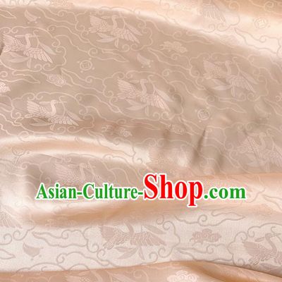 Light Pink China Jacquard Satin Fabric Classical Wild Goose Hold Reed Pattern Material Cheongsam Cloth Traditional Design Mulberry Silk