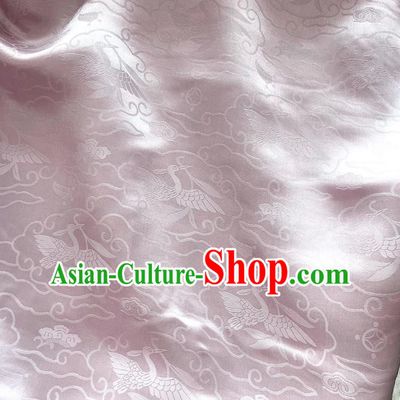 Lilac China Cheongsam Cloth Traditional Design Mulberry Silk Jacquard Satin Fabric Classical Wild Goose Hold Reed Pattern Material