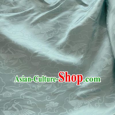 Cyan Jacquard Satin Fabric China Classical Mulberry Silk Traditional Wild Goose Hold Reed Design Material Cheongsam Cloth