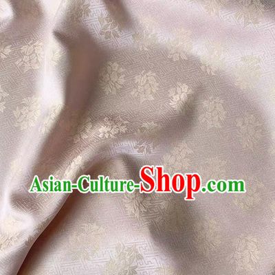 Lilac China Mulberry Silk Classical Trumpet Creeper Pattern Cloth Hanfu Fabric Traditional Jacquard Crepe