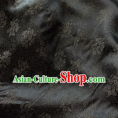 Black China Traditional Jacquard Crepe Mulberry Silk Classical Trumpet Creeper Pattern Cloth Hanfu Fabric