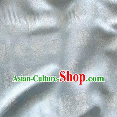 Alice Blue China Classical Trumpet Creeper Pattern Cloth Hanfu Fabric Traditional Jacquard Crepe Mulberry Silk