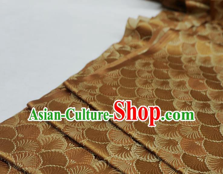 Brown China Classical Pine Needle Pattern Design Cloth Hanfu Drapery Traditional Brocade Fabric Brown China Classical Pine Needle Pattern Design Cloth Hanfu Drapery Traditional Brocade Fabric