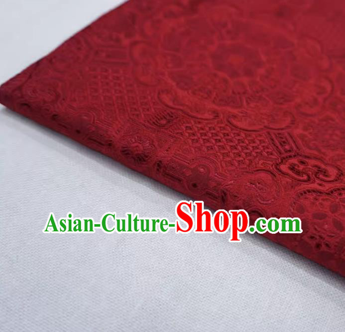 Deep Red China Traditional Brocade Fabric Classical Treasure Round Pattern Design Cloth Hanfu Drapery Deep Red China Traditional Brocade Fabric Classical Treasure Round Pattern Design Cloth Hanfu Drapery