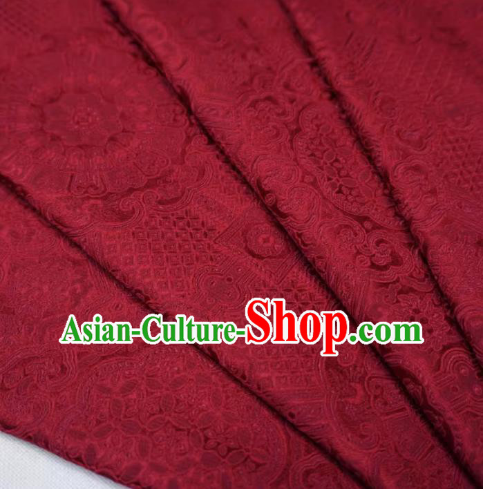 Deep Red China Traditional Brocade Fabric Classical Treasure Round Pattern Design Cloth Hanfu Drapery Deep Red China Traditional Brocade Fabric Classical Treasure Round Pattern Design Cloth Hanfu Drapery