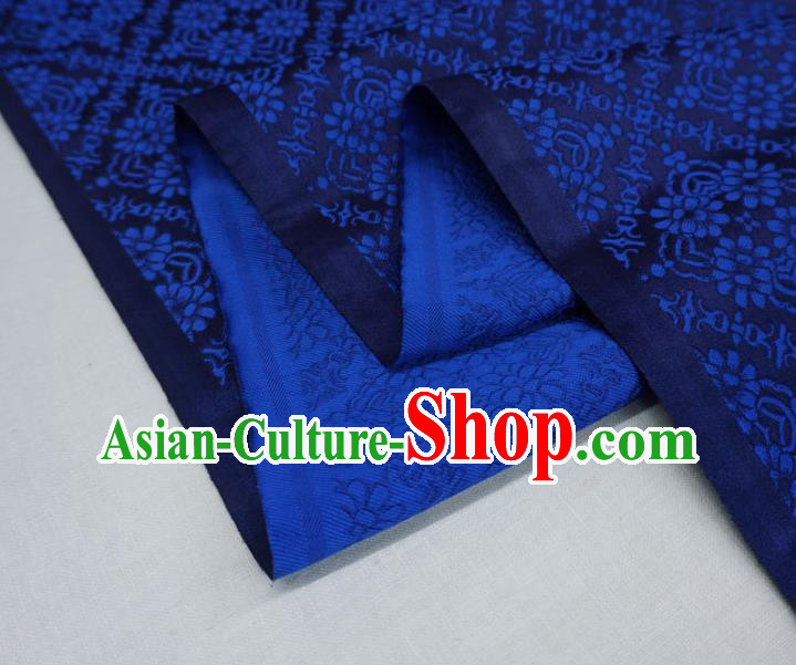 Royal Blue China Hanfu Drapery Traditional Brocade Fabric Classical Rhombus Flower Pattern Design Cloth Royal Blue China Hanfu Drapery Traditional Brocade Fabric Classical Rhombus Flower Pattern Design Cloth