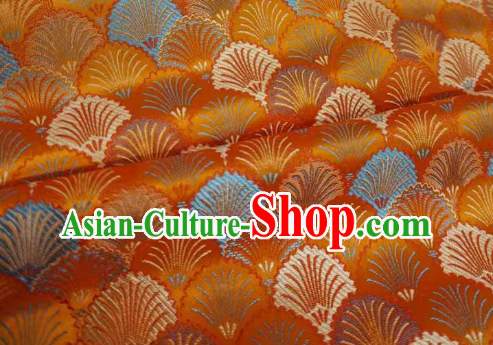 Orange China Traditional Brocade Fabric Classical Pine Needle Pattern Design Cloth Cheongsam Drapery Orange China Traditional Brocade Fabric Classical Pine Needle Pattern Design Cloth Cheongsam Drapery