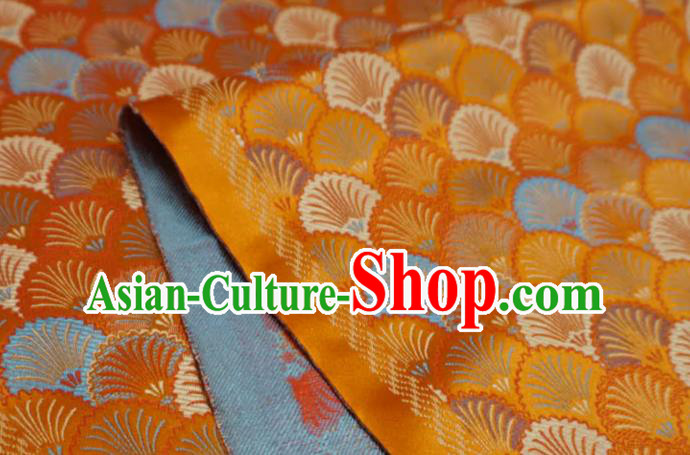 Orange China Traditional Brocade Fabric Classical Pine Needle Pattern Design Cloth Cheongsam Drapery Orange China Traditional Brocade Fabric Classical Pine Needle Pattern Design Cloth Cheongsam Drapery