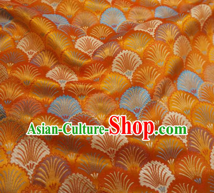 Orange China Traditional Brocade Fabric Classical Pine Needle Pattern Design Cloth Cheongsam Drapery Orange China Traditional Brocade Fabric Classical Pine Needle Pattern Design Cloth Cheongsam Drapery