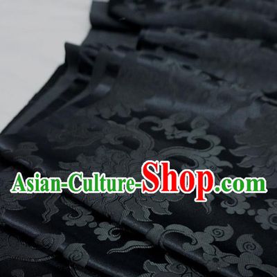 Black China Classical Passion Flower Pattern Design Cloth Tibetan Dress Drapery Traditional Brocade Fabric