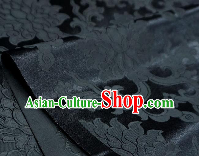 Black China Classical Passion Flower Pattern Design Cloth Tibetan Dress Drapery Traditional Brocade Fabric Black China Classical Passion Flower Pattern Design Cloth Tibetan Dress Drapery Traditional Brocade Fabric
