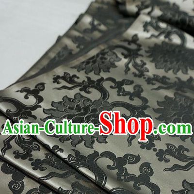 Grey China Traditional Brocade Fabric Classical Passion Flower Pattern Design Cloth Tibetan Dress Drapery