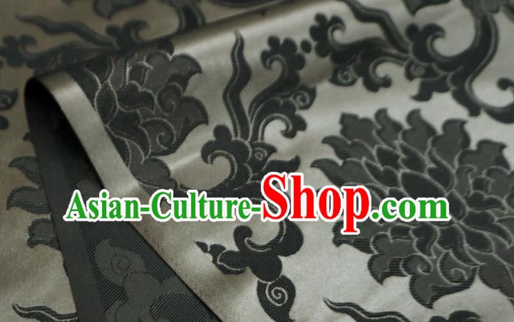 Grey China Traditional Brocade Fabric Classical Passion Flower Pattern Design Cloth Tibetan Dress Drapery Grey China Traditional Brocade Fabric Classical Passion Flower Pattern Design Cloth Tibetan Dress Drapery