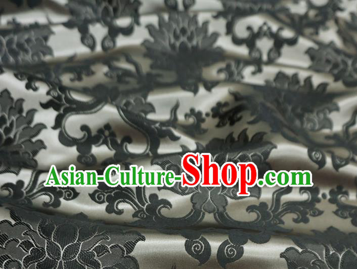Grey China Traditional Brocade Fabric Classical Passion Flower Pattern Design Cloth Tibetan Dress Drapery Grey China Traditional Brocade Fabric Classical Passion Flower Pattern Design Cloth Tibetan Dress Drapery