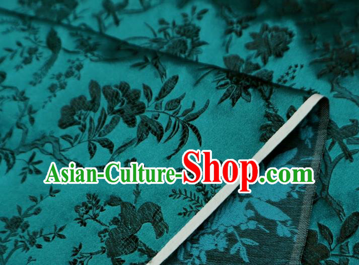 Peacock Green China Tang Suit Drapery Traditional Brocade Fabric Classical Flower Bird Pattern Design Cloth Peacock Green China Tang Suit Drapery Traditional Brocade Fabric Classical Flower Bird Pattern Design Cloth