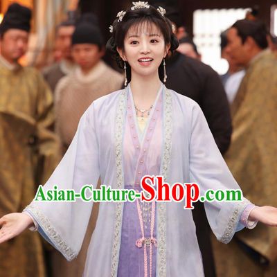 Traditional Hanfu Young Lady Costumes Romantic TV Series New Life Begins Li Wei Clothing China Ancient Princess Lilac Dresses