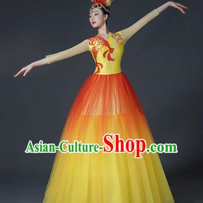 Opening Dance Large Swing Skirt Dance Costume Female Classical Stage Brilliant Chinese Modern Dance Performance Costume Song Accompaniment Dance