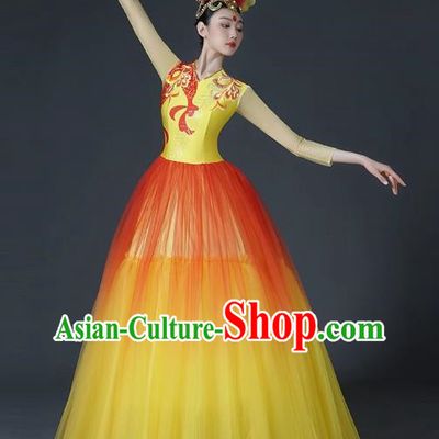 Opening Dance Large Swing Skirt Dance Costume Female Classical Stage Brilliant Chinese Modern Dance Performance Costume Song Accompaniment Dance