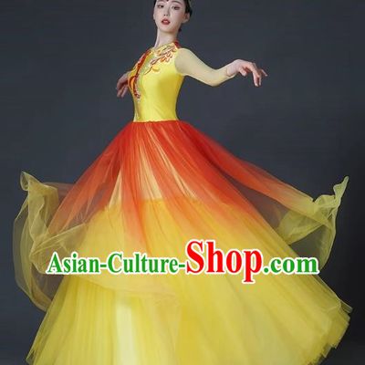Opening Dance Large Swing Skirt Dance Costume Female Classical Stage Brilliant Chinese Modern Dance Performance Costume Song Accompaniment Dance