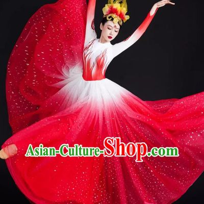 Spring Festival Gala Opening Dance Big Swing Skirt Women Chinese Style Costumes Modern Dance Costumes Song Dancer In The Lights